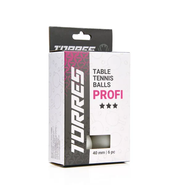 Мяч для наст. тенниса TORRES Profi 3*, TT23012, диам. 40+мм, упак. 6 шт, белый за 338.30 ₽ в Перми