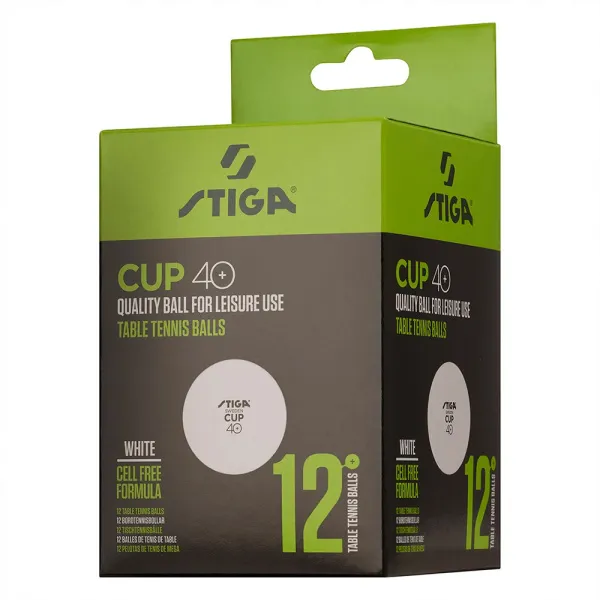 Мяч для наст. тенниса Stiga Cup ABS, 1110-2510-12, диам.40+мм, пластик, упак. 12 шт, белый за 1&nbsp;774.80 ₽ в Перми