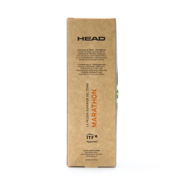 Мяч теннисный HEAD Marathon 3B, 578183, крафт. упак.3шт, без давления, фетр, нат.резина,желтый за 1&nbsp;055.70 ₽ в Перми