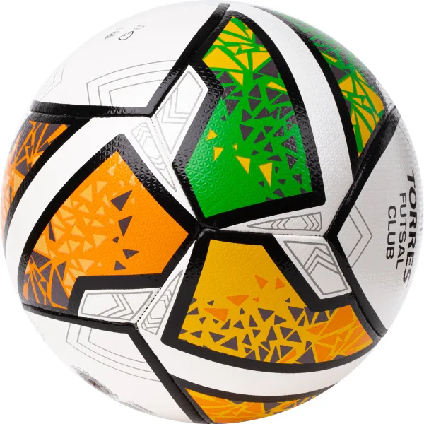 Мяч футзал. TORRES Futsal Club, FS323764, р.4, 10 пан. ПУ, 4 под. сл, гибрид. сш. бело-зел-оранж за 2&nbsp;264.40 ₽ в Перми