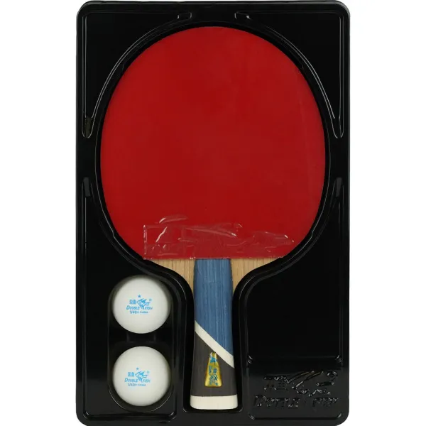 Ракетка для н/т DOUBLE FISH 5A+C, для продвин, ITTF Appr, накл. 2,1 мм, конич. ручка+ 2 мяча V40+мм за 2&nbsp;779.50 ₽ в Перми