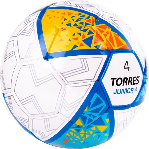 Мяч футб. TORRES Junior-4, F323804, р.4,глянц.ПУ, 4 сл, 32п, руч.сш, бел-жел-гол за 2&nbsp;070.60 ₽ в Перми