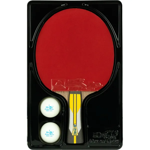 Ракетка для н/т DOUBLE FISH 6A+C, для подвин.,ITTF Appr.,накл. 2,1 мм, конич. ручка+ 2 мяча V40+мм за 3&nbsp;442.50 ₽ в Перми